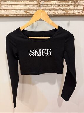SMFK Black Long-Sleeve Crop Top